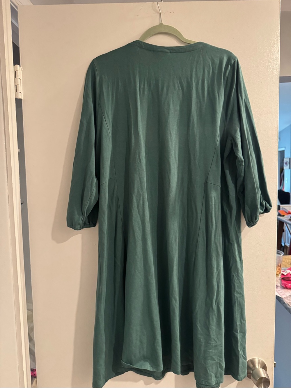 J. Jill Teal Button-Front Midi Dress Women's Casual Lightweight Midi Dress (L) - Picture 7 of 7